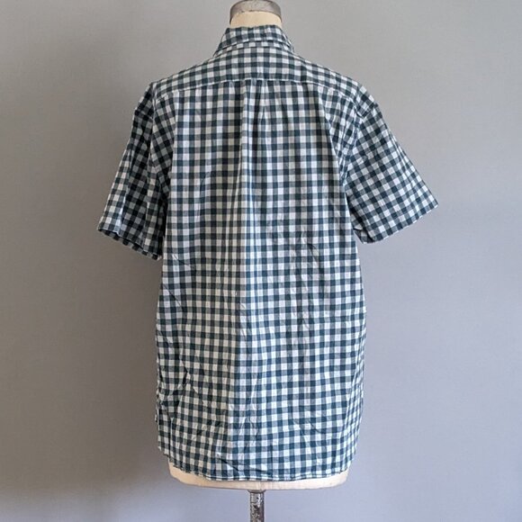 Men's J. Crew Gingham Check Button Up Short Sleeve Shirt Classic Fit Size L - Picture 4 of 6